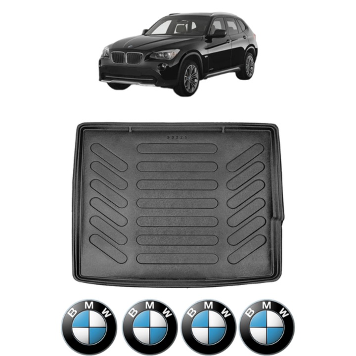 Tavita Portbagaj BMW Seria X1 E84 din 2009-2015, CRI-FLO, Protectie Portbagaj Auto, 4x Stickere auto cu BMW