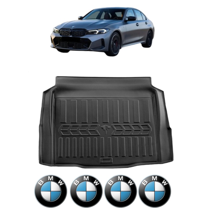 Tavita Portbagaj BMW Seria 3 G20 SEDAN din 2019, CRI-FLO, Protectie Portbagaj Auto, 4x Stickere auto cu BMW