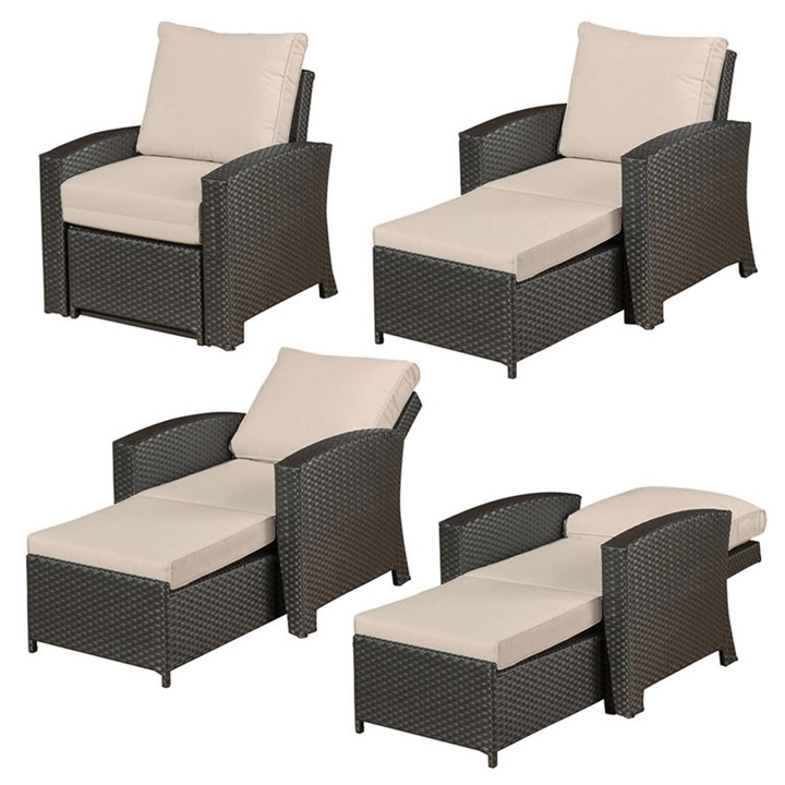 Set mobilier gradina/terasa 6 piese SIDNEY, Maison Mex, maro/alb