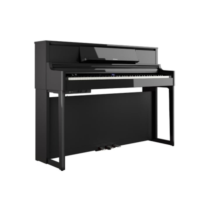 Pian vertical digital Roland LX-5, 88 clape, mecanica hibrida, Polished Ebony, 1383x468x1039mm