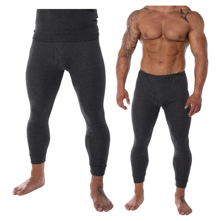 Pantaloni sport barbatesti, Twoj Styl, gri inchis, bumbac, izmene termice, L INTL