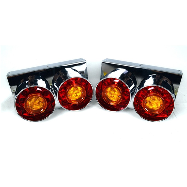 Stop LED, cromat, cu 2 hamburgeri rotunzi, set de 2 bucăți