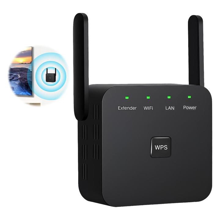 Extensor de semnal, ZGGZERG, dual-band, cu port Ethernet, 1200 Mbps, alb
