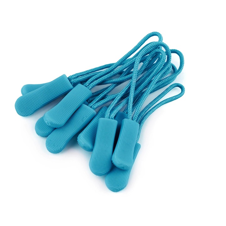 Set 10 bucăți tragator fermoar, albastru turcoaz, 66mm