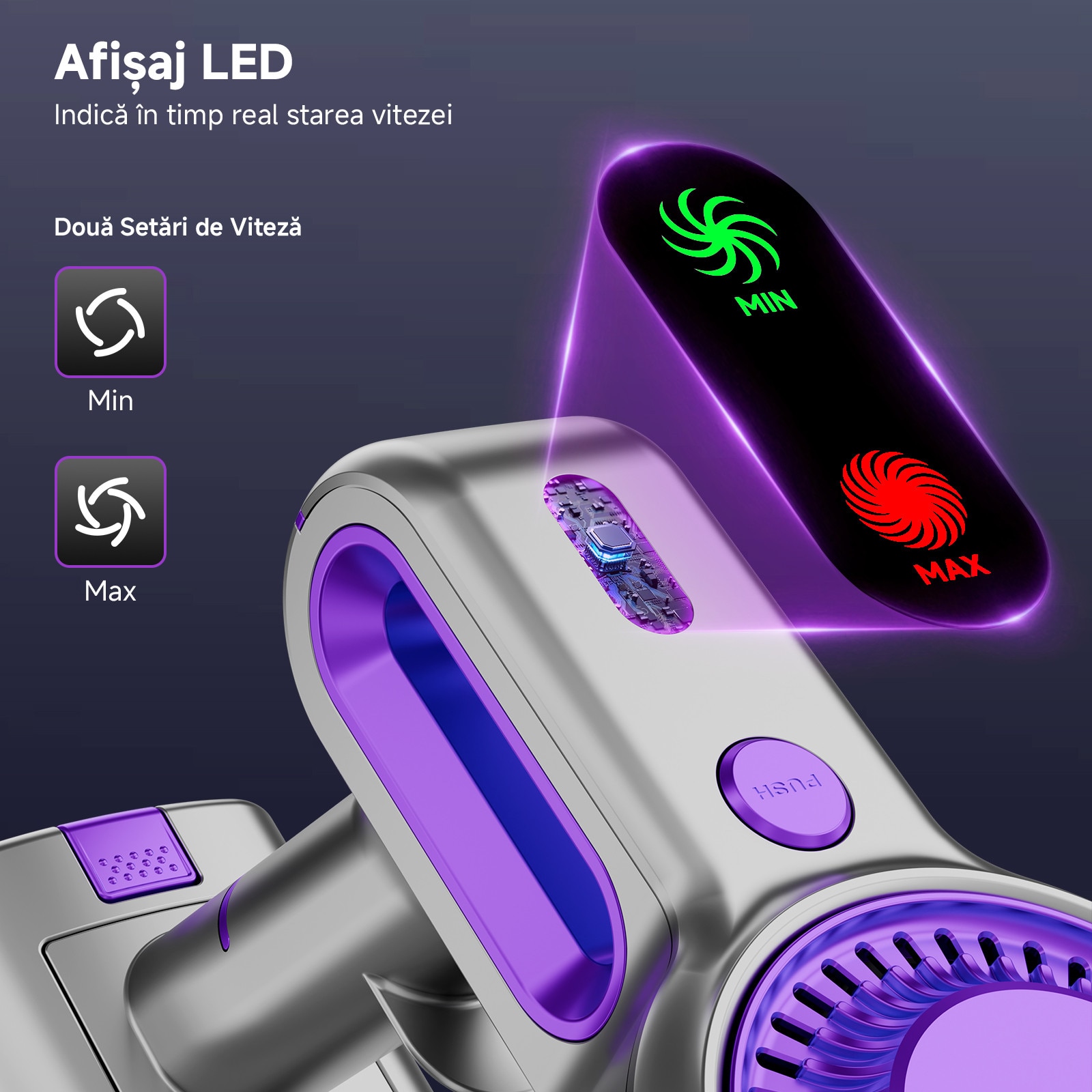 Aspirator fără fir Keyyet B150E, 40KPA, 45 min autonomie, purpuriu