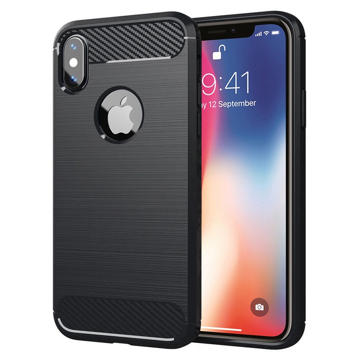 Защитен калъф, съвместим с iPhone X / iPhone XS, Tim, Черен