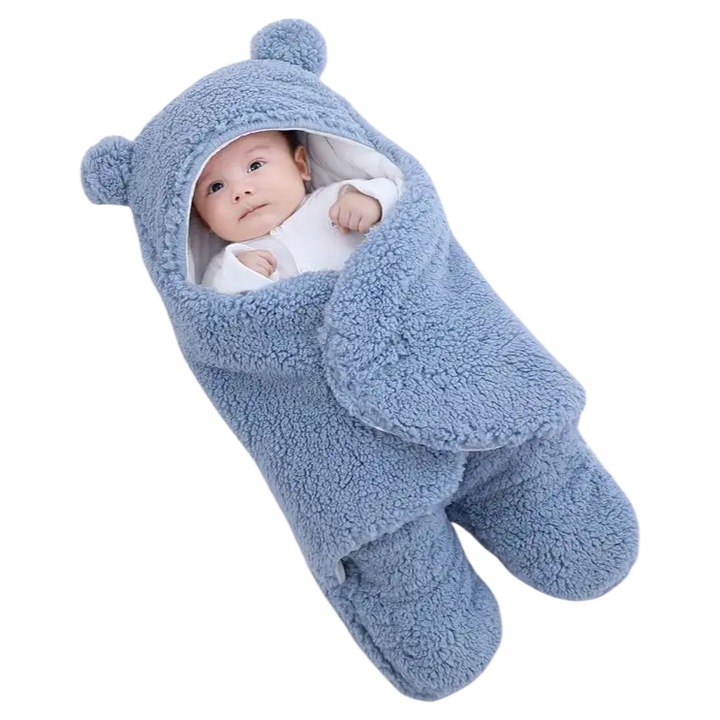 Sac de dormit pentru bebelusi, albastru, 6-9 luni, 75x40cm