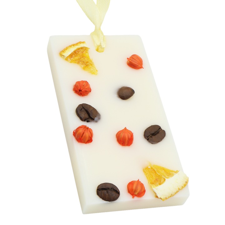 Odorizant Dulap Haine, Candelina, HAPPY PLACE - Cafea, Dovleac Copt, Coaja de Portocala, Dreptunghi, handmade, ceara parfumata, wax melts, ceara naturala, 25g