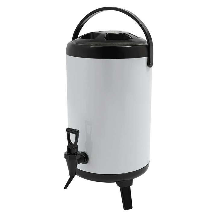 Dispenser bauturi, inox, capacitate 10L, alb, forma rotunda