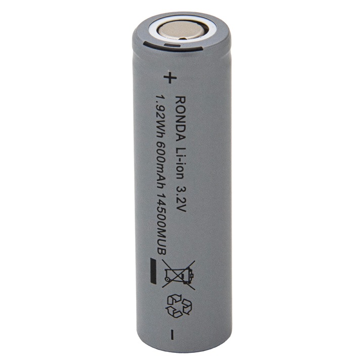 Baterie AM Electronics 14500MUB LiFePO 3,2V 600mAh, set de 2 bucati, dimensiuni 14x50mm, utilizare profesionala