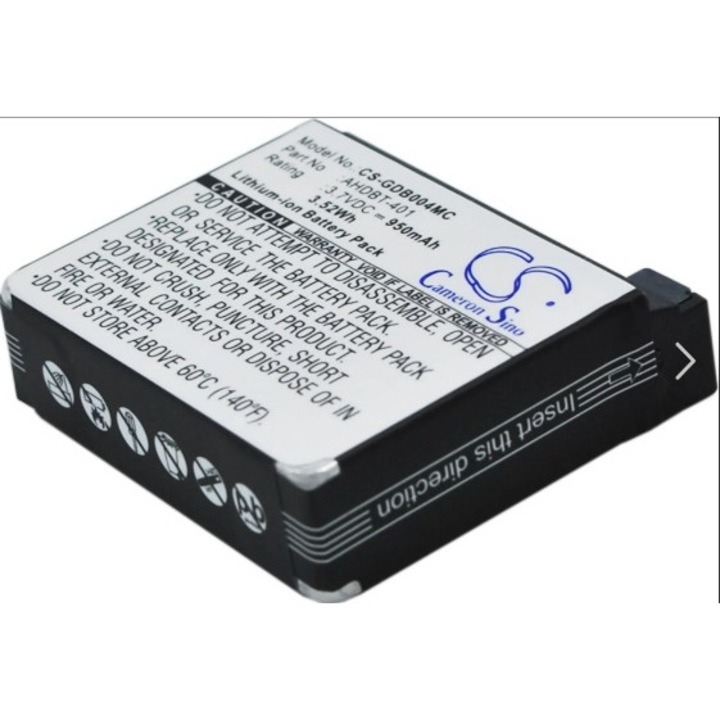 Cameron Sino akkumulátor, GoPro Hero 4-hez, 3,7V, 950mAh, Li-Ion