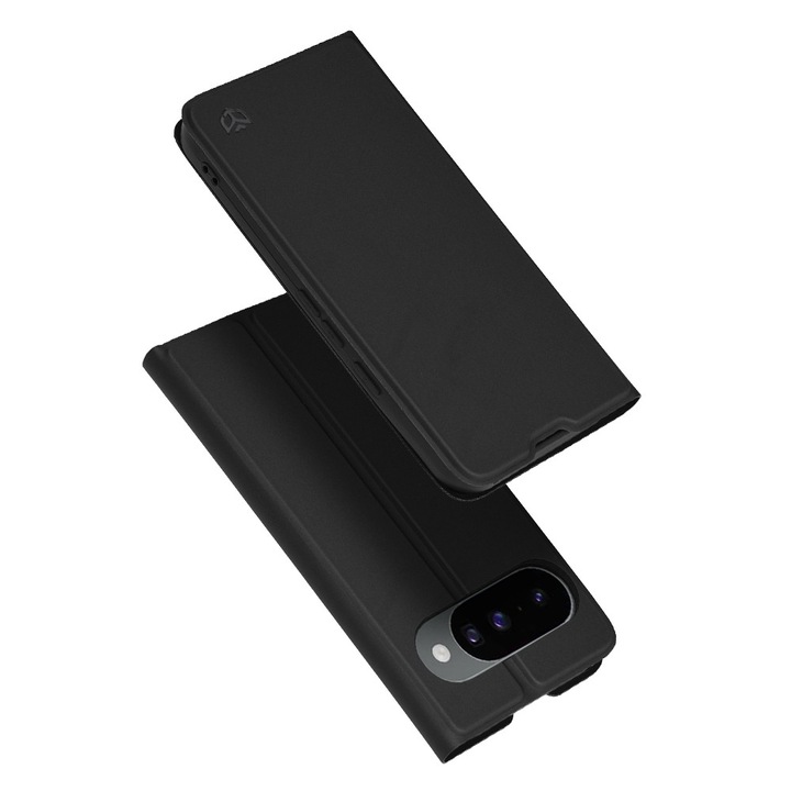 Husă telefon Techsuit Flip Cover Negru pentru Google Pixel 10 / 10 Pro, din piele ecologică și policarbonat