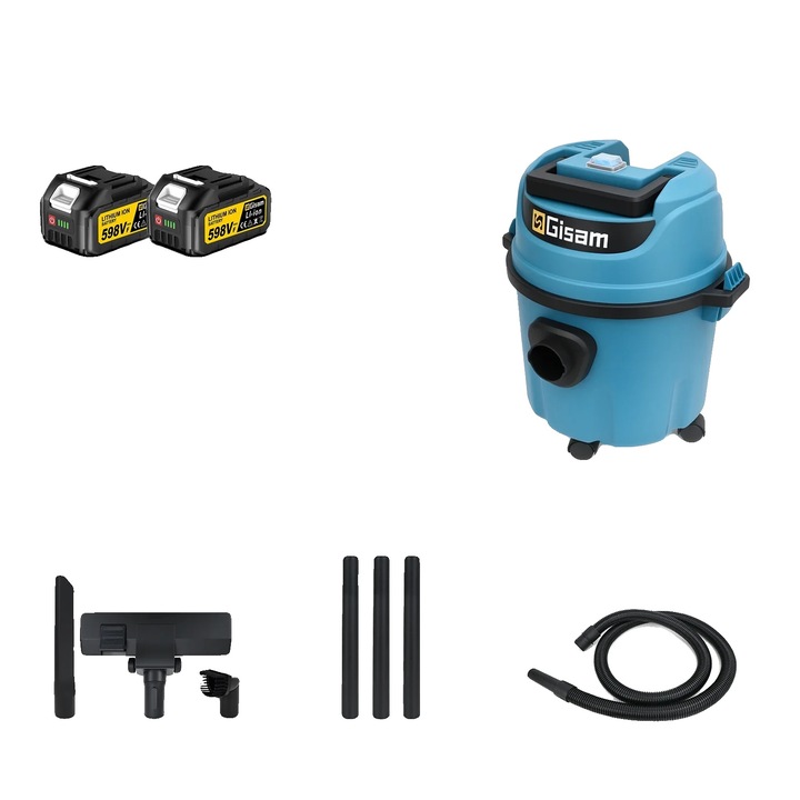 Aspirator fara fir, capacitate de 10L, 2 baterii, design compact, putere de 2500W