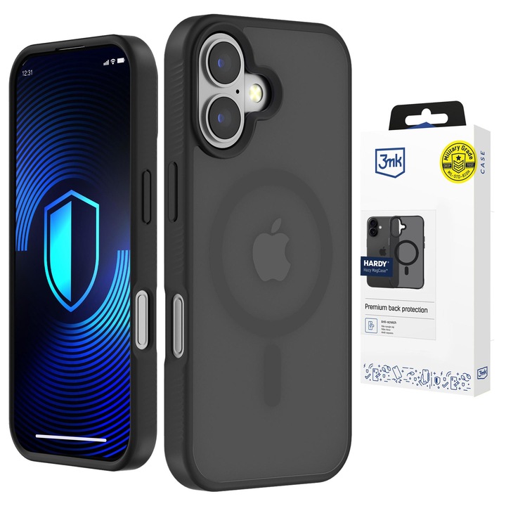 Husa fumata cu MagSafe pentru Apple iPhone 17 - 3mk HARDY® Hazy MagCase™ Black
