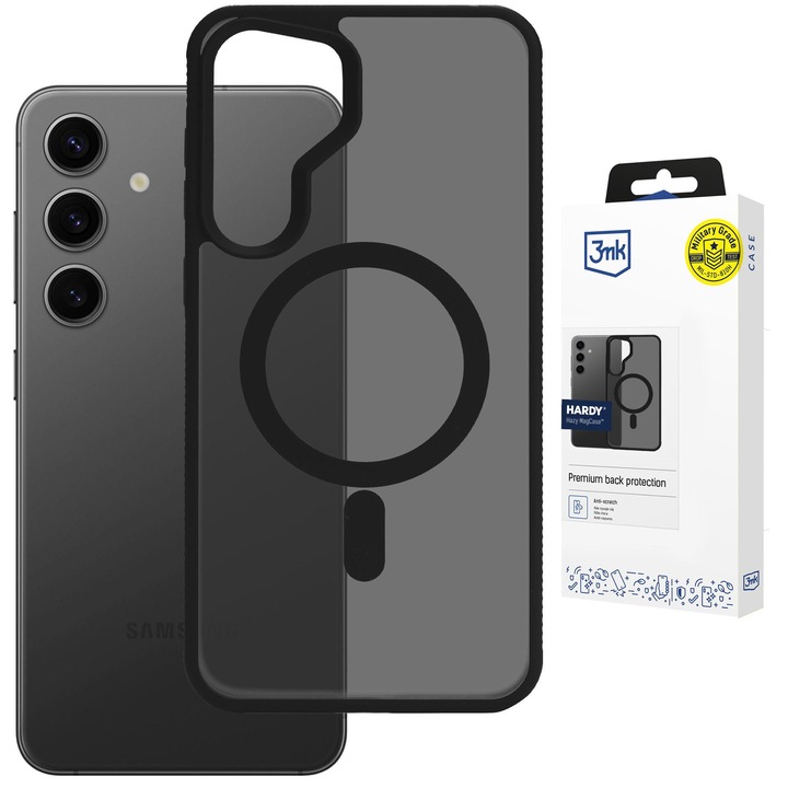 Husa fumata cu MagSafe pentru Samsung Galaxy S24 - 3mk HARDY® Hazy MagCase™ Black