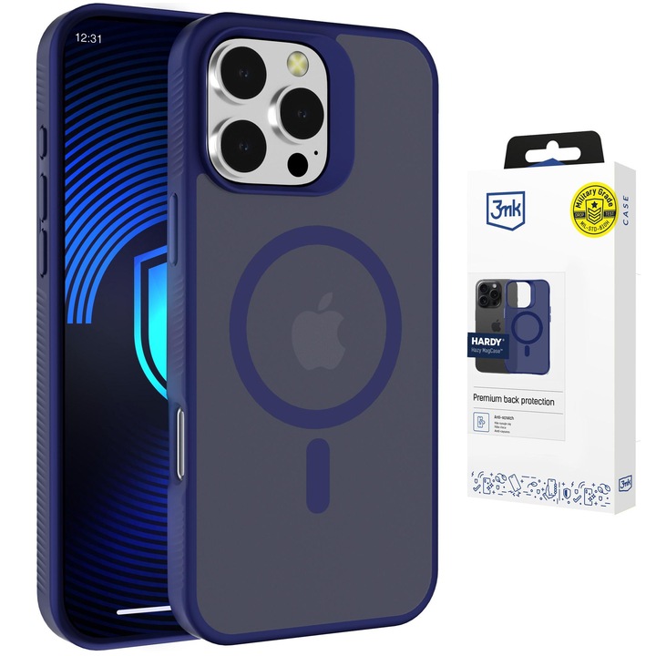 Husa fumata cu MagSafe pentru Apple iPhone 16 Pro - 3mk HARDY® Hazy MagCase™ Blue