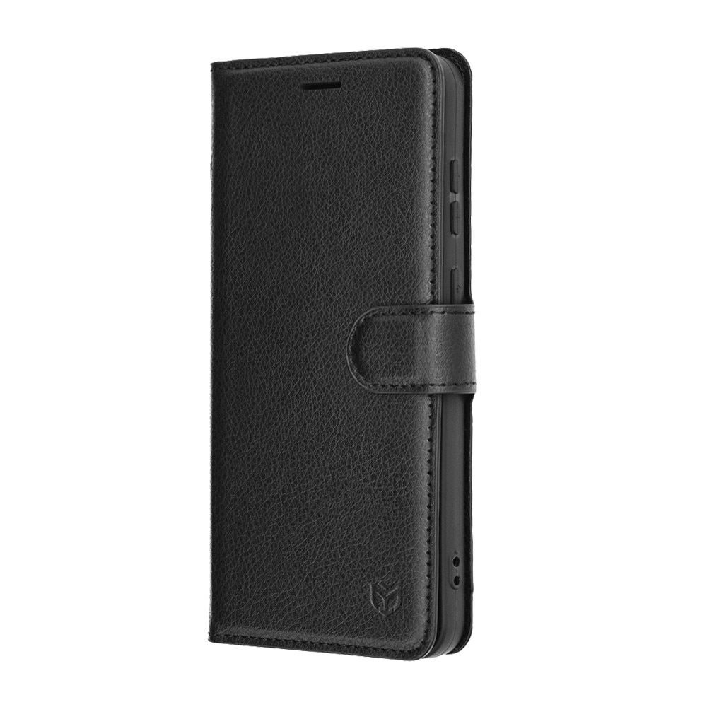 Husa pentru Samsung Galaxy S25 FE, SKYDDAR INNOVATION, Leather Folio tip Carte, cu Portofel Interior, Finisaje Premium, set cu sticker, Negru