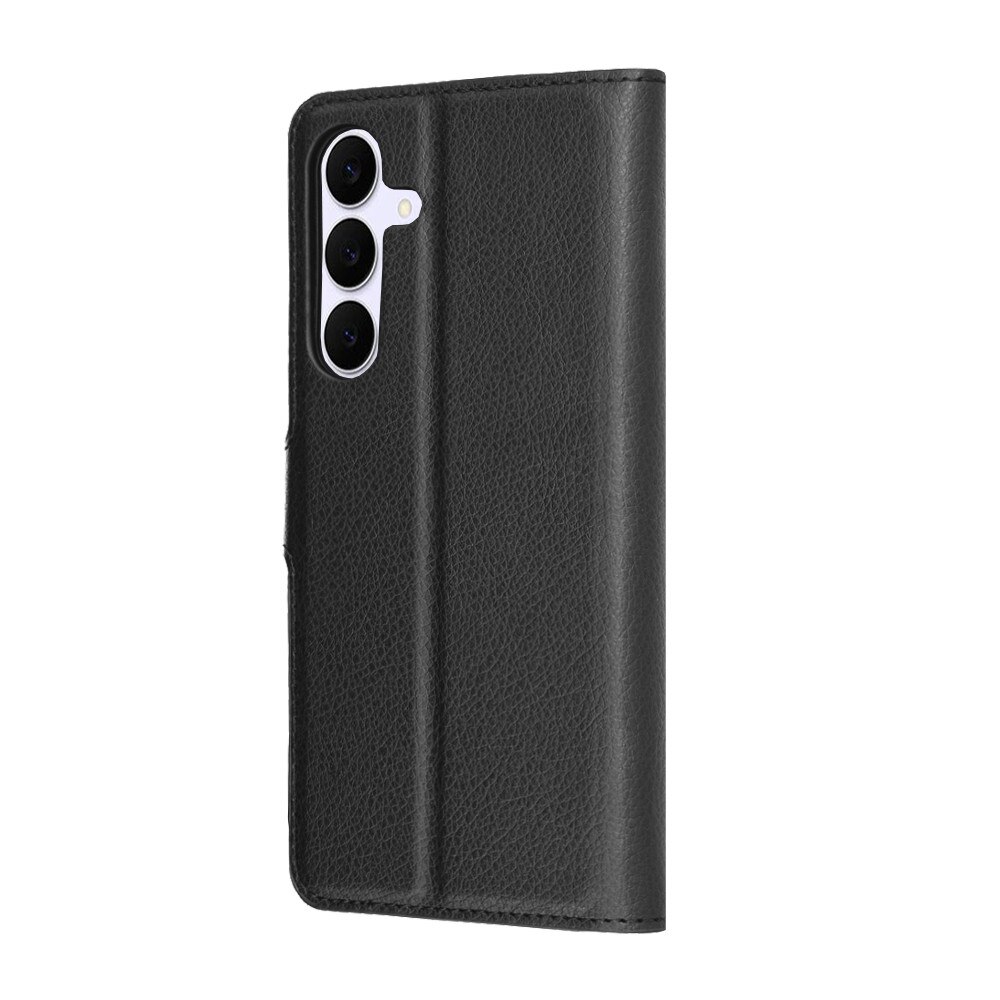 Husa pentru Samsung Galaxy S25 FE, SKYDDAR INNOVATION, Leather Folio tip Carte, cu Portofel Interior, Finisaje Premium, set cu sticker, Negru