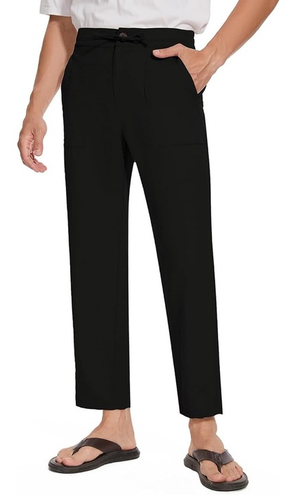 Pantaloni din In pentru MOVE BEYOND, Talie 4 Buzunare, Negri, Negru