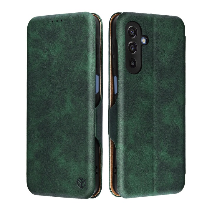 DAMUR SafeProtect könyvtok, Flip műbőr, zöld, kártyatartó zseb, Samsung Galaxy A17 5G / A17 4G / M17 / F17