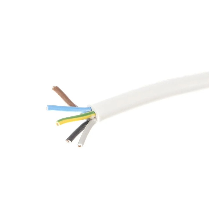 Cablu electric H05VV-F, 5 x 4 mm, alb, 1 m