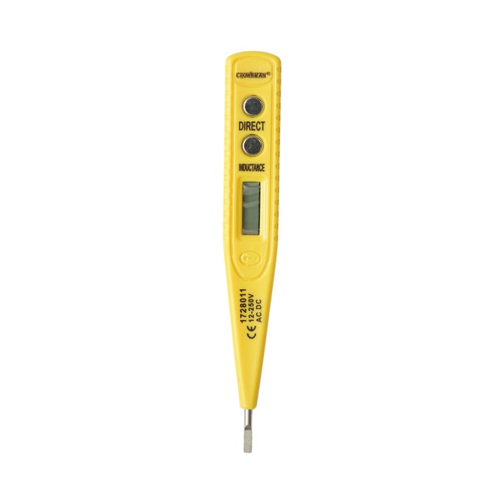 Digitális feszültségmérő csavarhúzó 12-250V AC/DC, 3x136mm Crownman