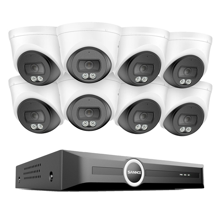 Megfigyelő készlet, 3MP, 8 kamera, színes éjszakai mód, időjárásálló, IP67