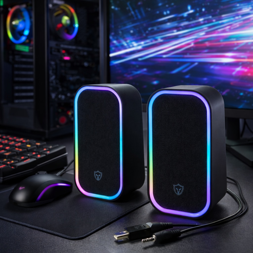 Boxe PC Gaming S Eye Battletron RGB, 10 W RMS, USB, Jack 3.5 mm - eMAG.ro