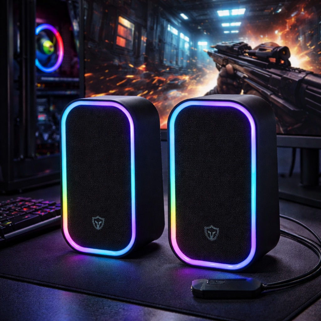 Boxe PC Gaming S Eye Battletron RGB, 10 W RMS, USB, Jack 3.5 mm - eMAG.ro