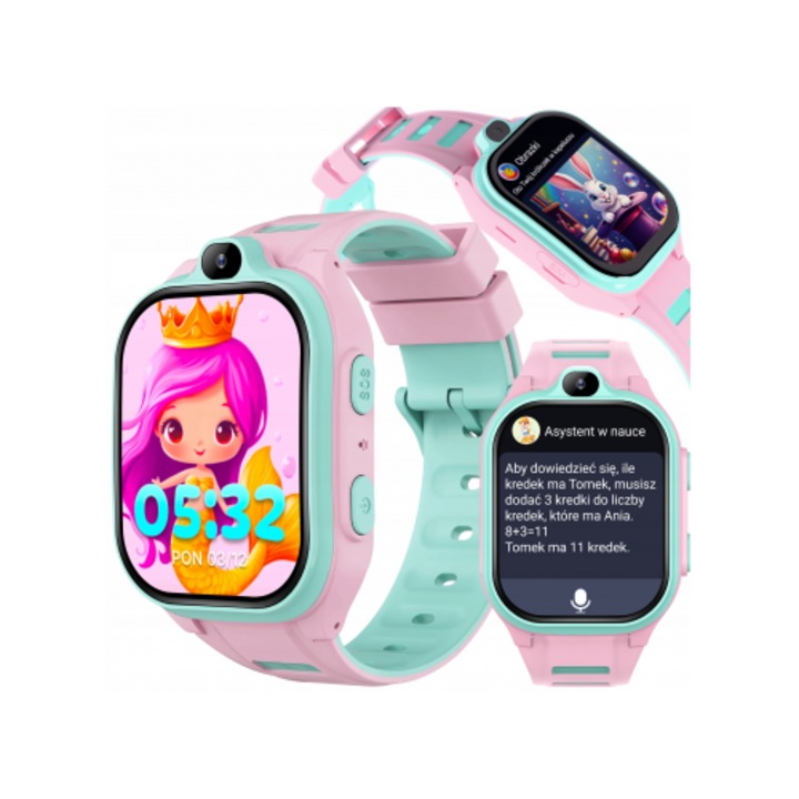 Smartwatch pentru copii Forever Kids Boost KW-530, GPS, 4G, Roz, 2 inch
