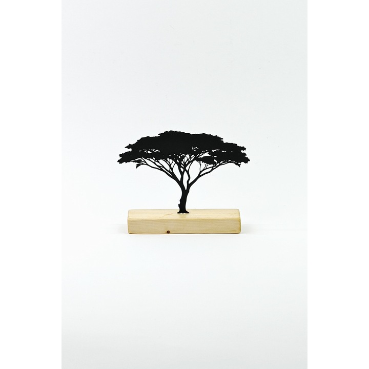 Decoratiune mobila Minimal Tree, Maro/Negru, Fetisshop, Dimensiune 14x13 cm