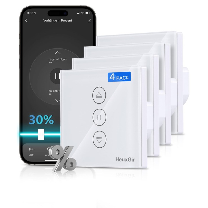 Heuxgir Смарт контакт, управление чрез приложение, поддръжка на Alexa и Google Home, с LED индикатор