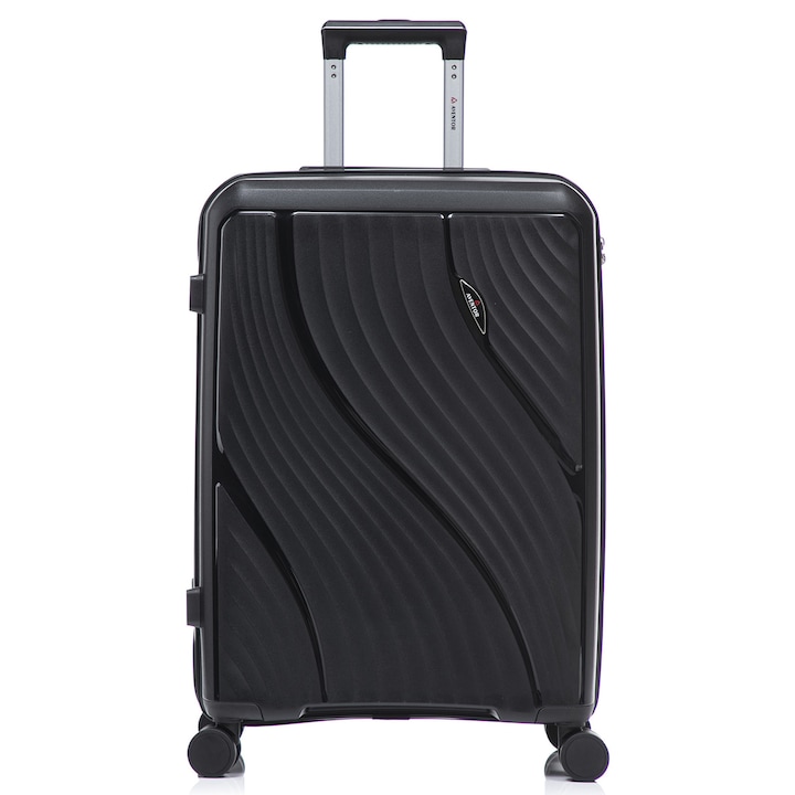 Troler mare Aventor AV106, 75x50x29.5 cm, polipropilena, bagaj de cala, cifru TSA, negru