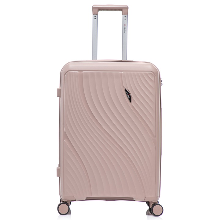 Troler mediu Aventor AV106, 65x44x25.5 cm, polipropilena, bagaj de cala, cifru TSA, rose