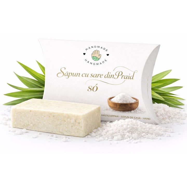 Sapun cu sare din Praid, DavidVara, Handmade 100%, Vegan si Natural, pentru piele sensibila, cu parfum de Citronella, antibacterian si antiseptic