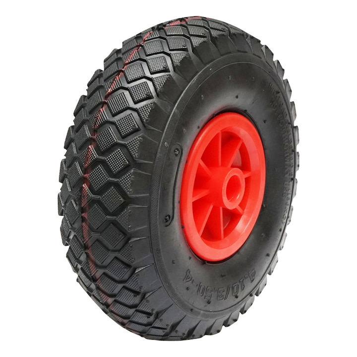 Roată pneumatică cu jantă PVC 260x85mm, universală, sezon all season, prindere pe ax fi20mm