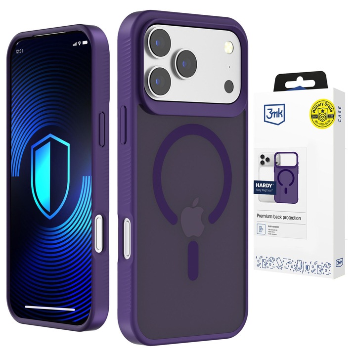 Husa fumata cu MagSafe pentru Apple iPhone 17 Pro - 3mk HARDY® Hazy MagCase™ Purple