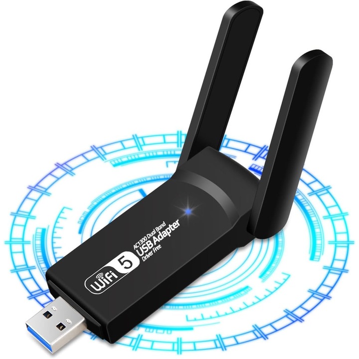 Адаптер USB WiFi Bluetooth, YDCY, двубандов 1300 M, 2, 4/5 GHz, мини донгъл