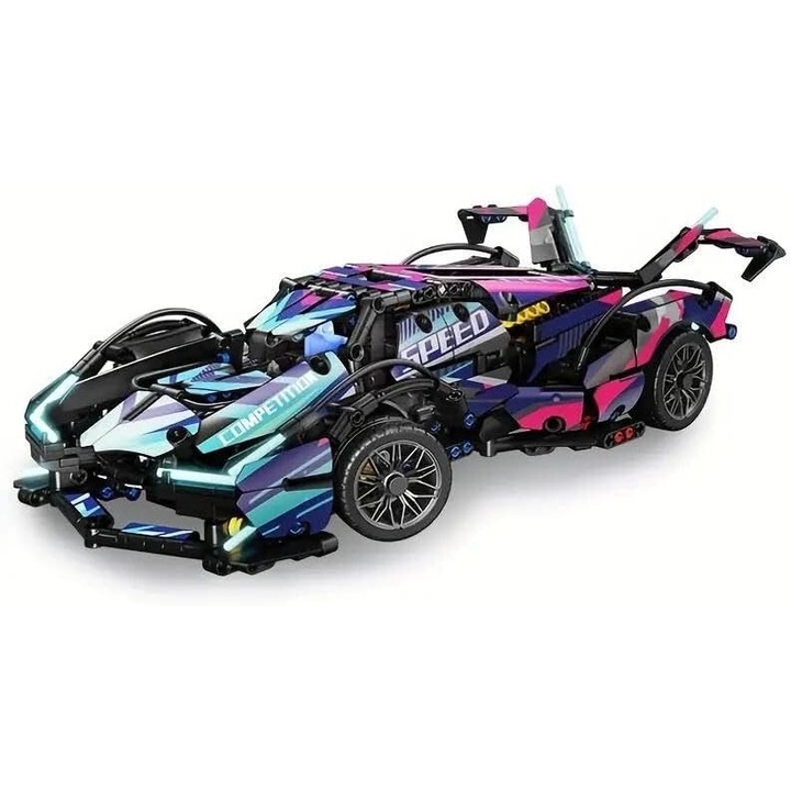 Set de constructie Hypercar Pagani Huayra, piese tehnice si design aerodinamic, 1149 piese