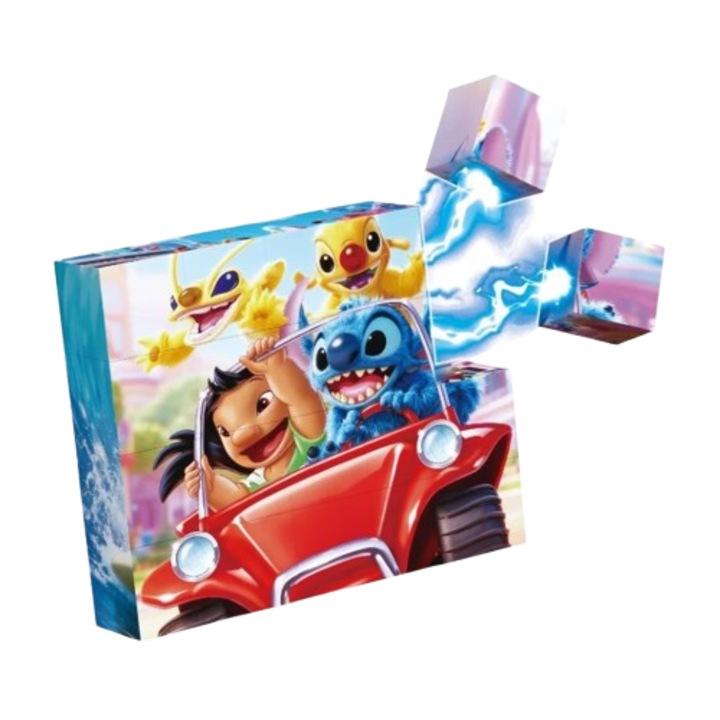 Blocuri magnetice puzzle de constructie VICTINY ® 20 piese, compatibile Stich&Angela, joc educativ pentru creativitate, plastic ABS, 6+ ani