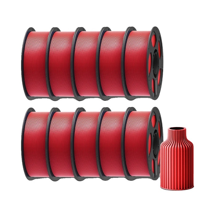 Filament PLA 10kg, rosu, pentru imprimante 3D FDM, material ecologic, calitate superioara