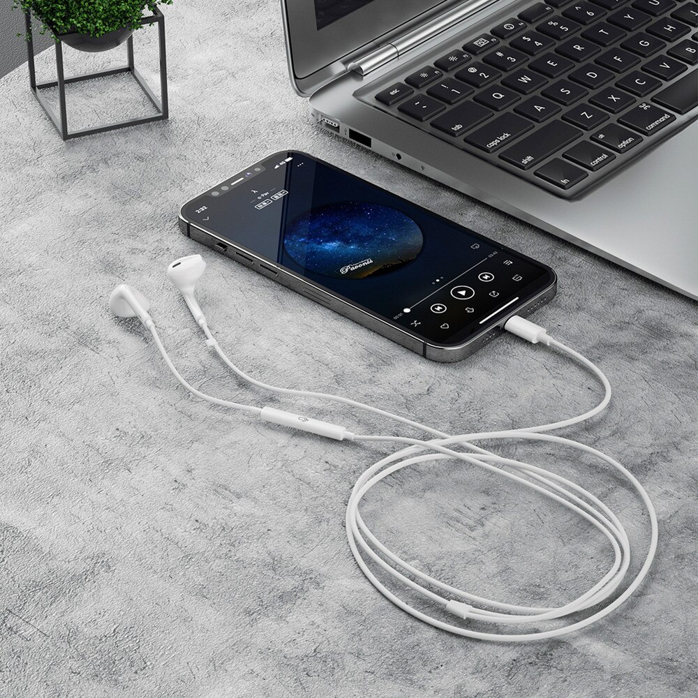 Casti in-ear Dudao X14 Plus, cu microfon, Lightning, alb, lungime cablu 1.2m