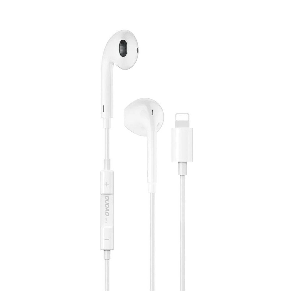 Casti in-ear Dudao X14 Plus, cu microfon, Lightning, alb, lungime cablu 1.2m