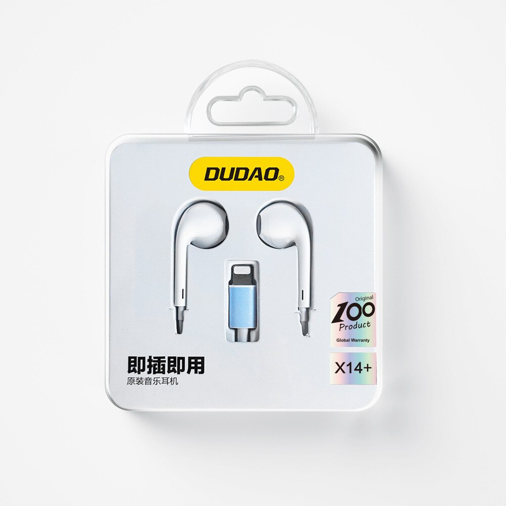 Casti in-ear Dudao X14 Plus, cu microfon, Lightning, alb, lungime cablu 1.2m