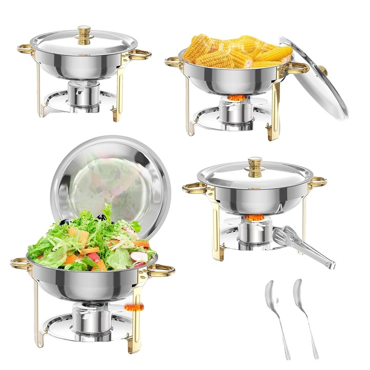 Комплект гастронорм тави, 5л, лесен монтаж, 4 броя, неръждаема стомана, поддържане на температура