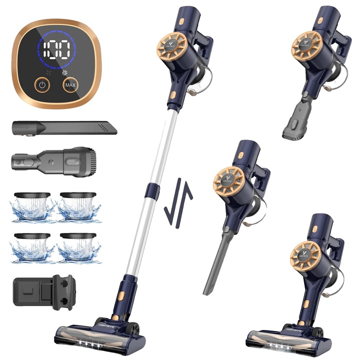 Безжична прахосмукачка, 50KPA всмукателна мощност, дизайн 4 в 1, синя, под 3 кг