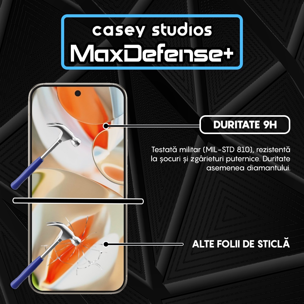 Folie Sticla CASEY STUDIOS™ compatibila cu Google Pixel 9 Pro XL, Full Cover 3D, Full Glue, Sticla Securizata, Duritate Militara, Ultra HD, Protectie Profesionala Ecran 3D, Anti Zgarieturi, Anti Socuri, Margini Negre