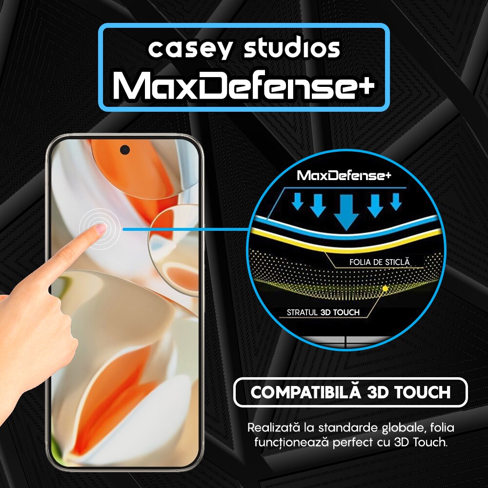 Folie Sticla CASEY STUDIOS™ compatibila cu Google Pixel 9 Pro XL, Full Cover 3D, Full Glue, Sticla Securizata, Duritate Militara, Ultra HD, Protectie Profesionala Ecran 3D, Anti Zgarieturi, Anti Socuri, Margini Negre