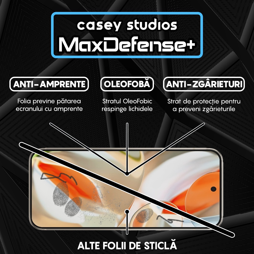 Folie Sticla CASEY STUDIOS™ compatibila cu Google Pixel 9 Pro XL, Full Cover 3D, Full Glue, Sticla Securizata, Duritate Militara, Ultra HD, Protectie Profesionala Ecran 3D, Anti Zgarieturi, Anti Socuri, Margini Negre