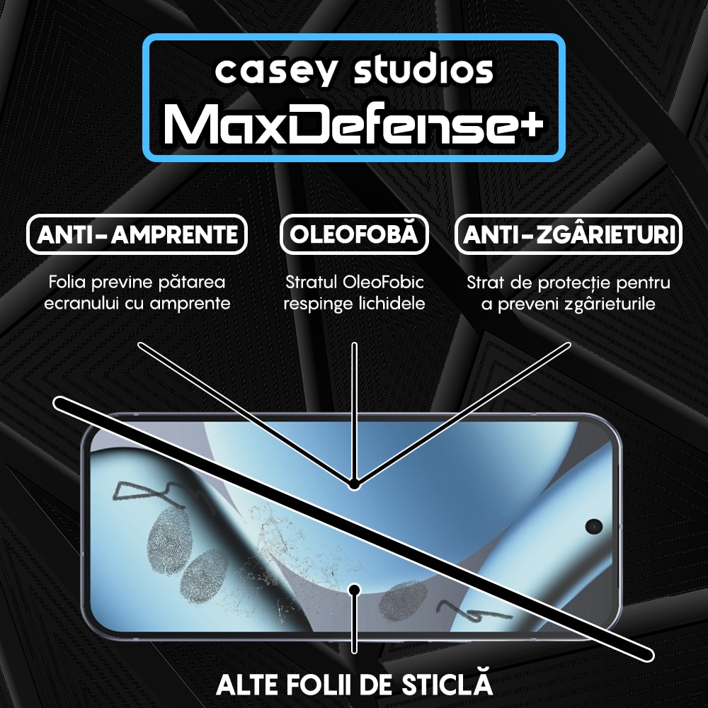 Folie Sticla CASEY STUDIOS™ compatibila cu Google Pixel 10 Pro, Full Cover 3D, Full Glue, Sticla Securizata, Duritate Militara, Ultra HD, Protectie Profesionala Ecran 3D, Anti Zgarieturi, Anti Socuri, Margini Negre